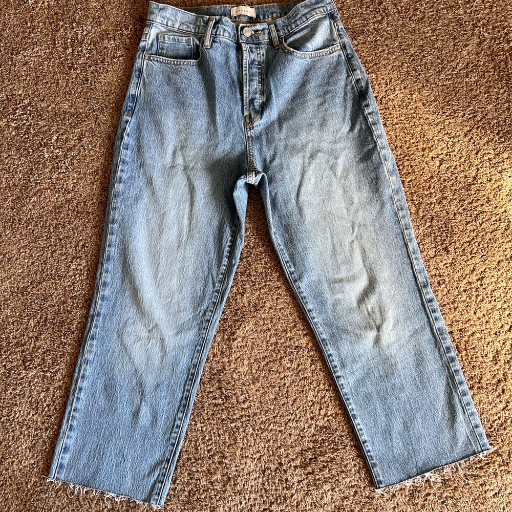 Women’s size 28 PacSun stretch Dad Jean denim blue raw hem